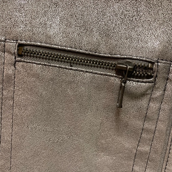 Chico’s all leather silver metallic jacket - Picture 3 of 8